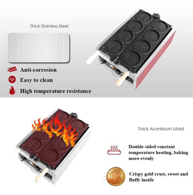 4 шт., маленькая золотая монет – обзор и цена Mini Waffle Maker Machine